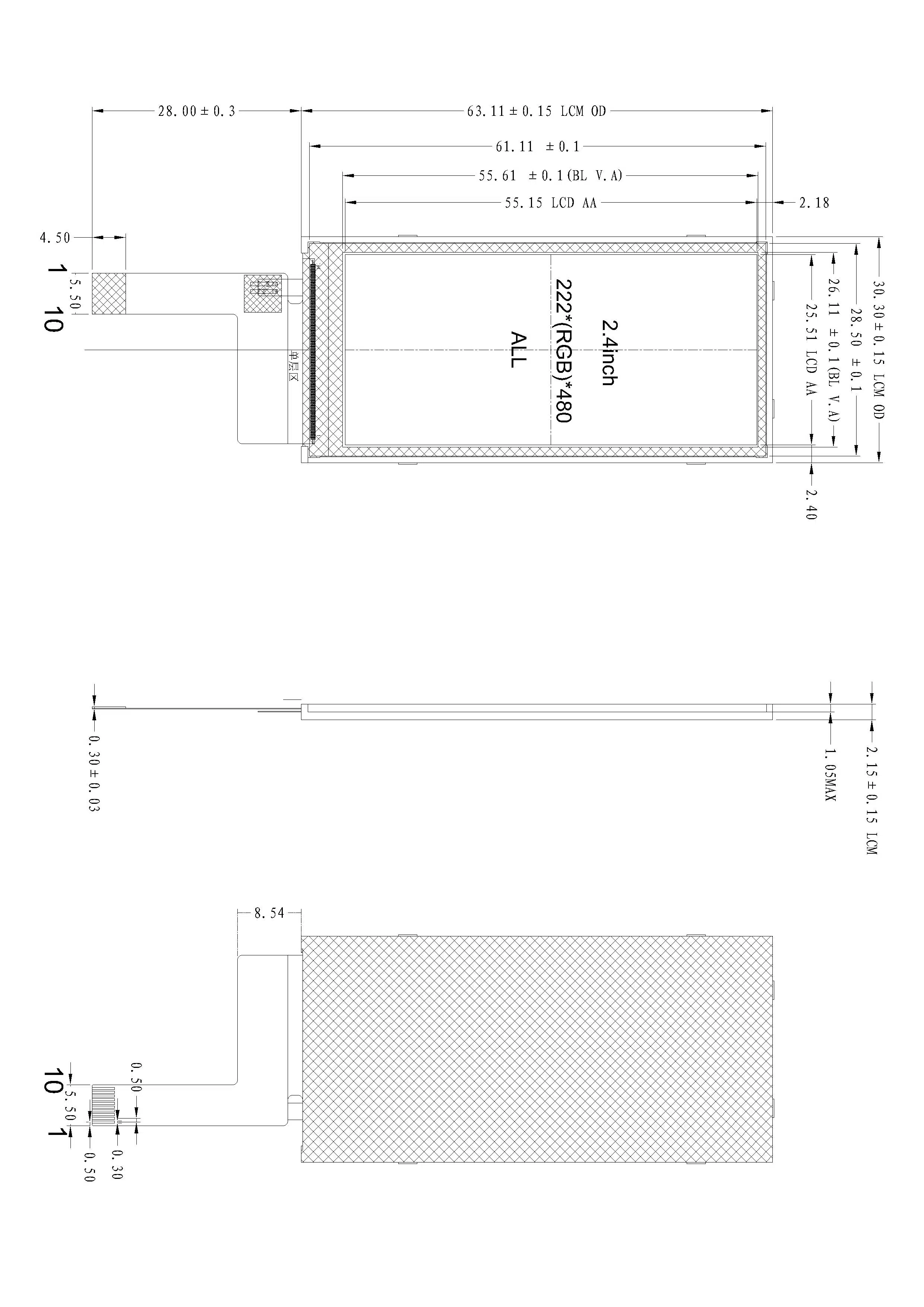 Schermo a barra TFT LCD Display da 2.4 pollici